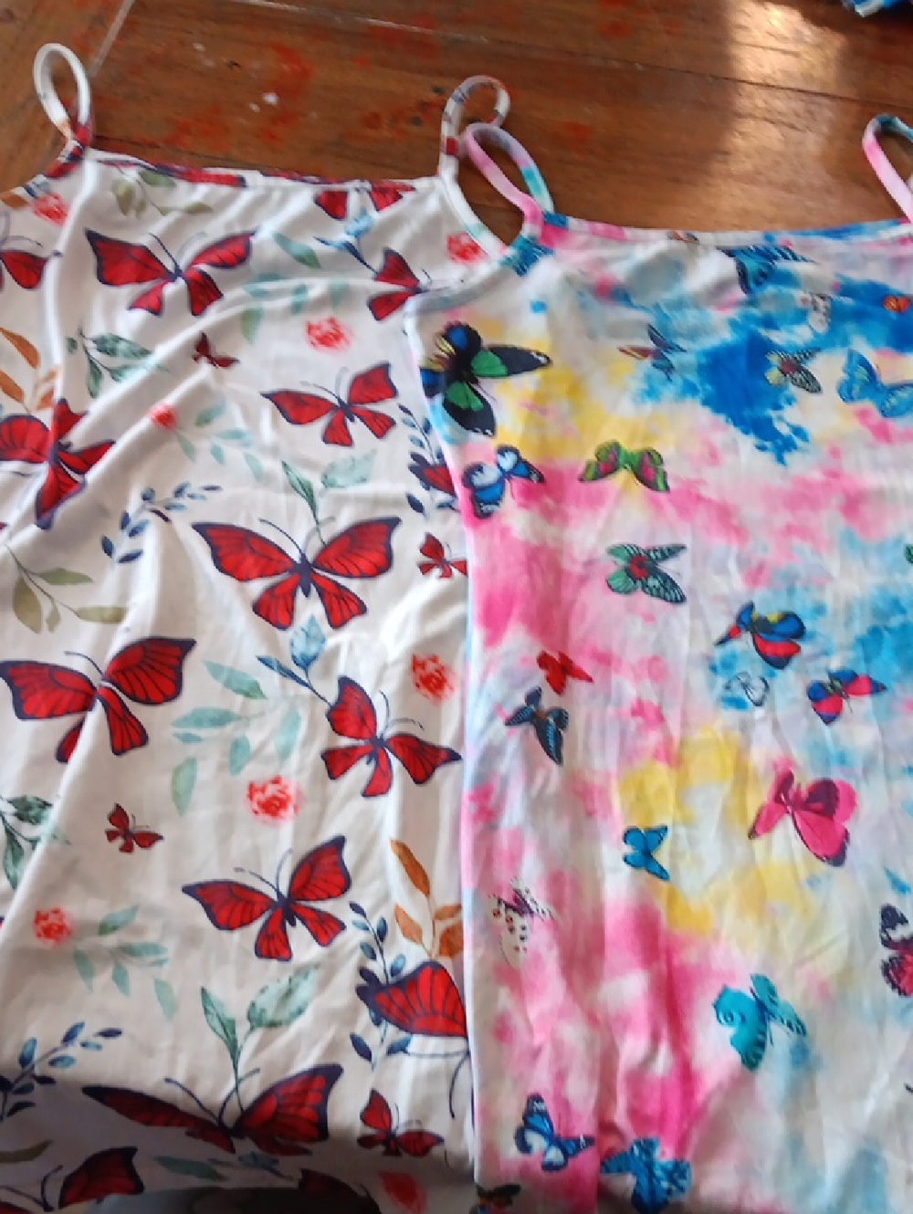 Bundle Butterfly Print Tank Top Dresses  Red & Multicolor